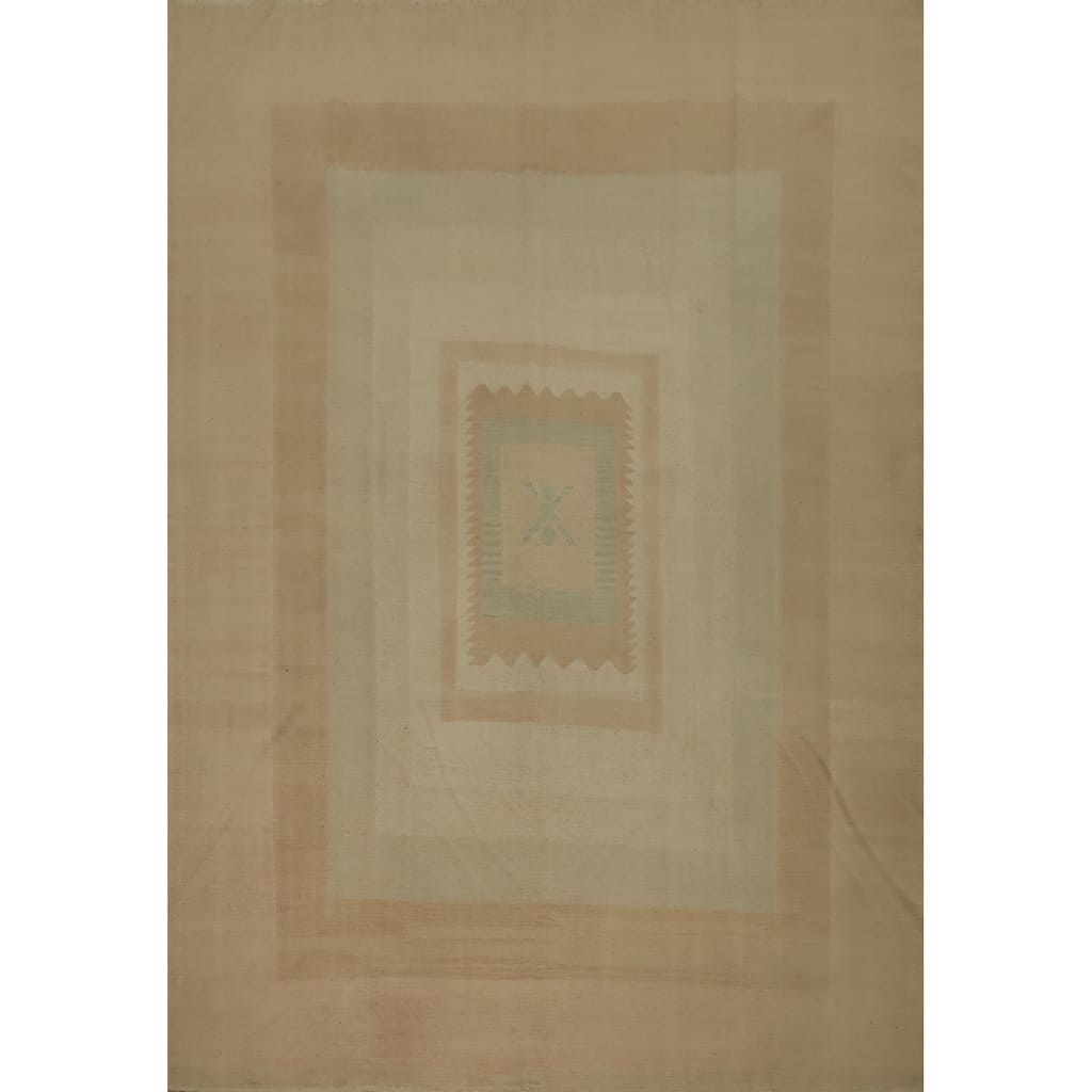 Hand Woven Oriental 100% Wool Carpet Southwestern Tribal Brown Kilim Area Rug - 9' 9'' X 8' 2''
