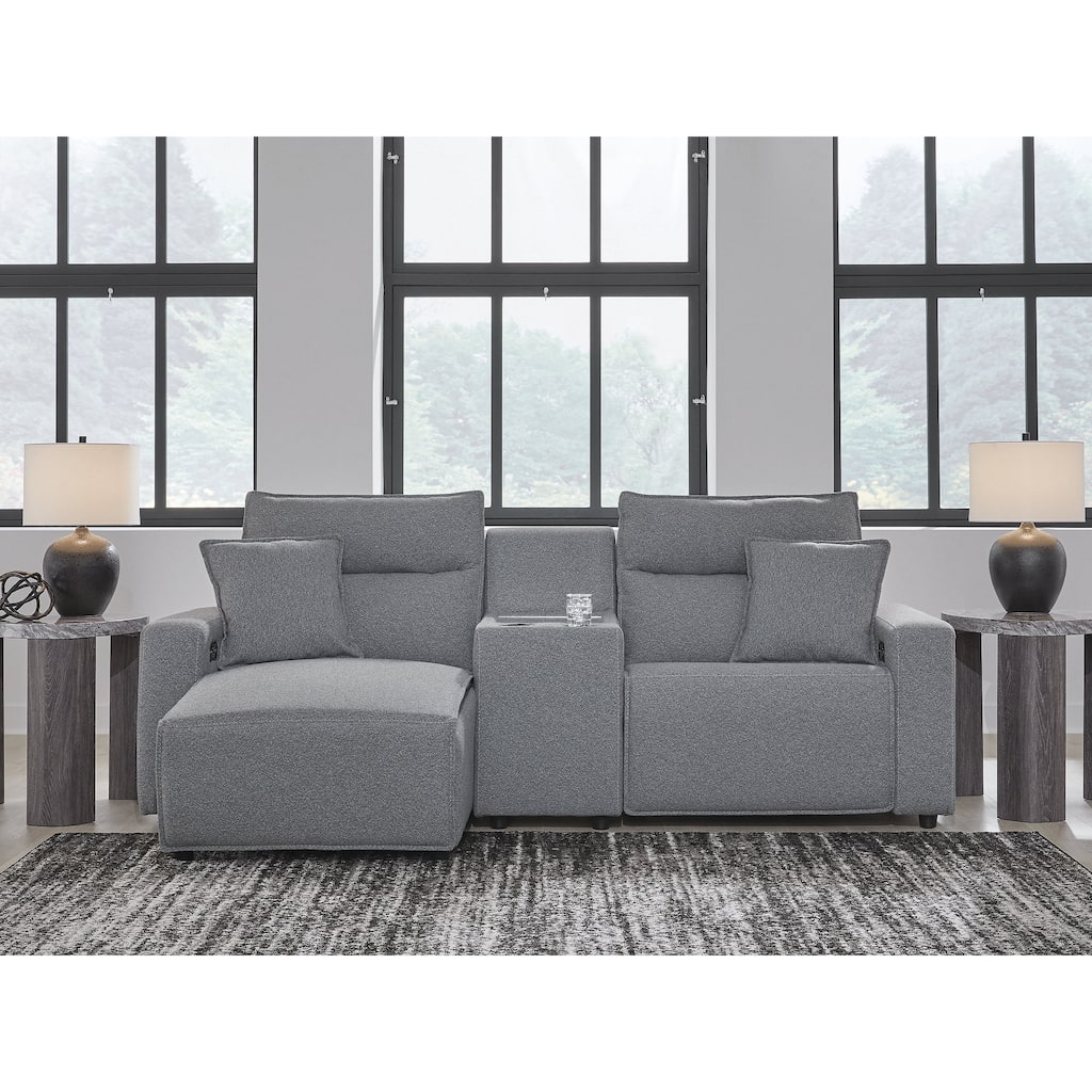 Signature Design by Ashley Modmax Gray 3-Piece Power Reclining Sectional with Chaise - 100" W x 63" D x 41" H