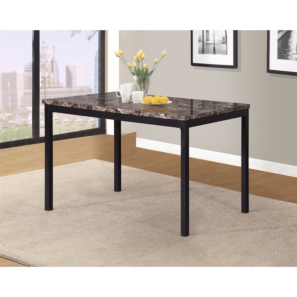 slide 2 of 14, Roundhill Furniture Noyes Metal Dining Table with Laminated Faux Marble Top