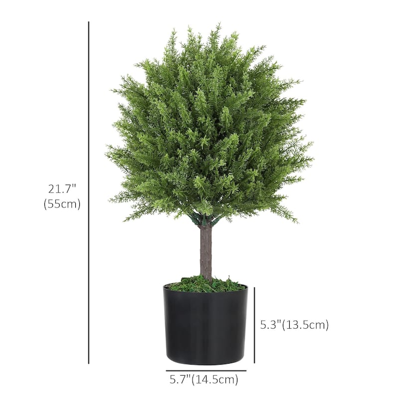 Set Of 2 Decorative Artificial Plants, Cedar ToPiary Trees in Pots, Fake Plants For Home Indoor outdoor Decor, Green