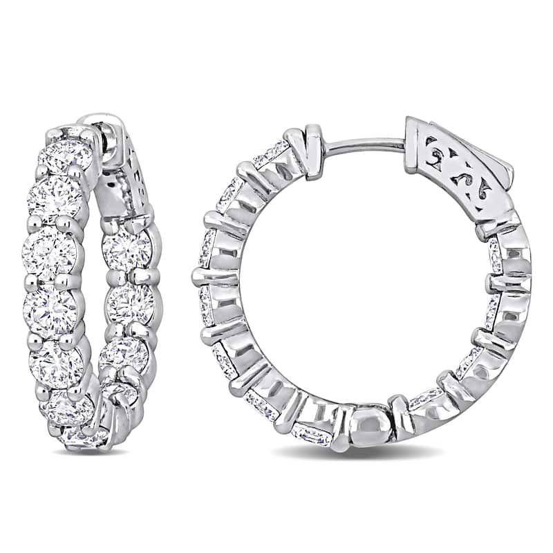 Miadora 4 1/2ct TDW Diamond Hoop Earrings in 14k White Gold