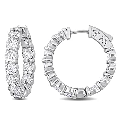 Miadora 4 1/2ct TDW Diamond Hoop Earrings in 14k White Gold