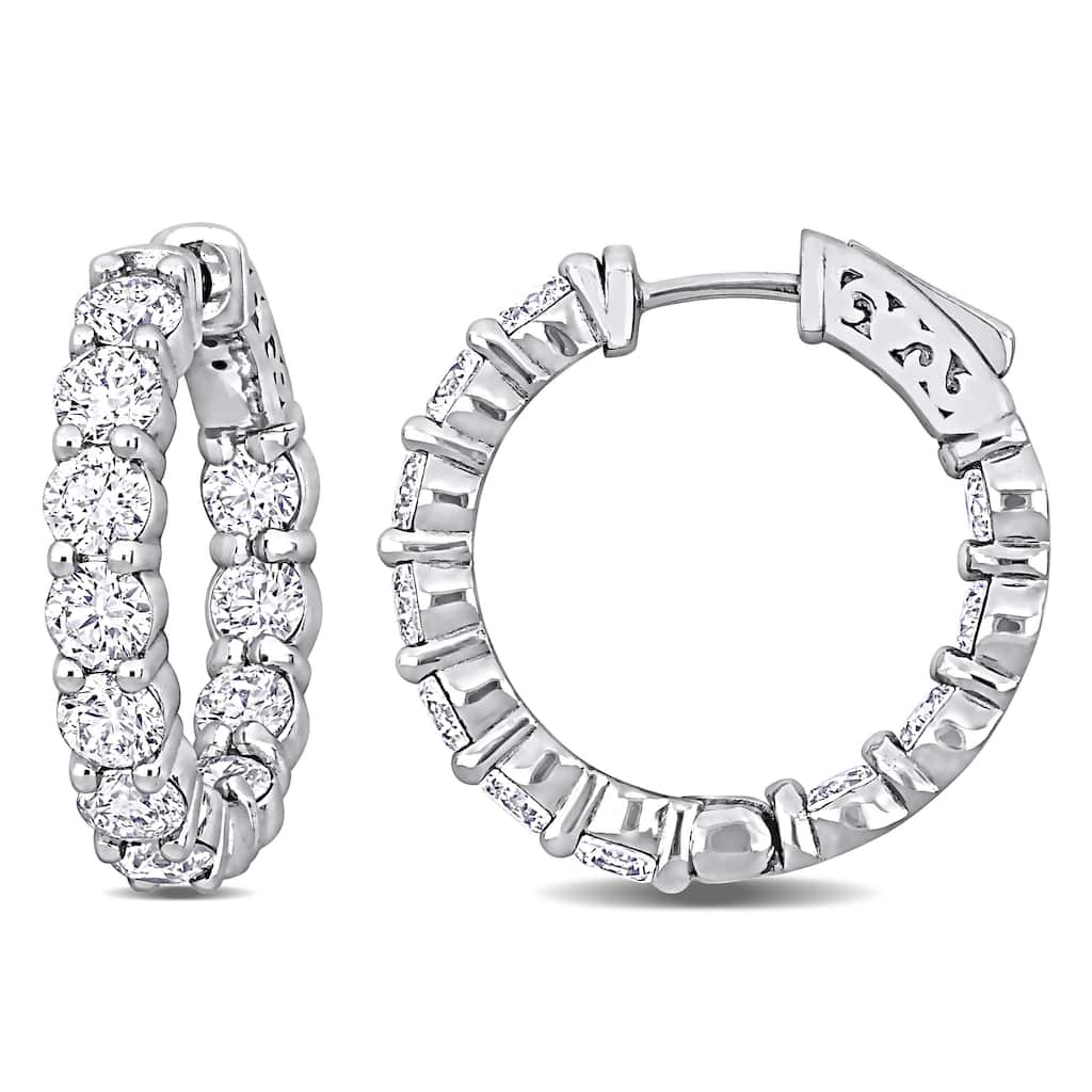 Miadora 4 1/2ct TDW Diamond Hoop Earrings in 14k White Gold