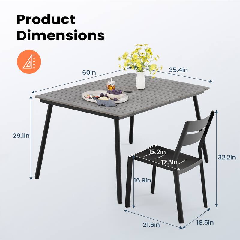 Outdoor 7-piece Patio Dining Set with Stackable Dining Chairs