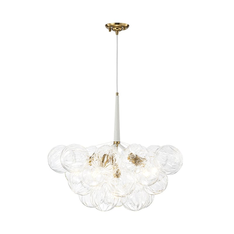 Modern Brass Cluster Faceted Glass Bubble 6-light Dimmable Chandelier