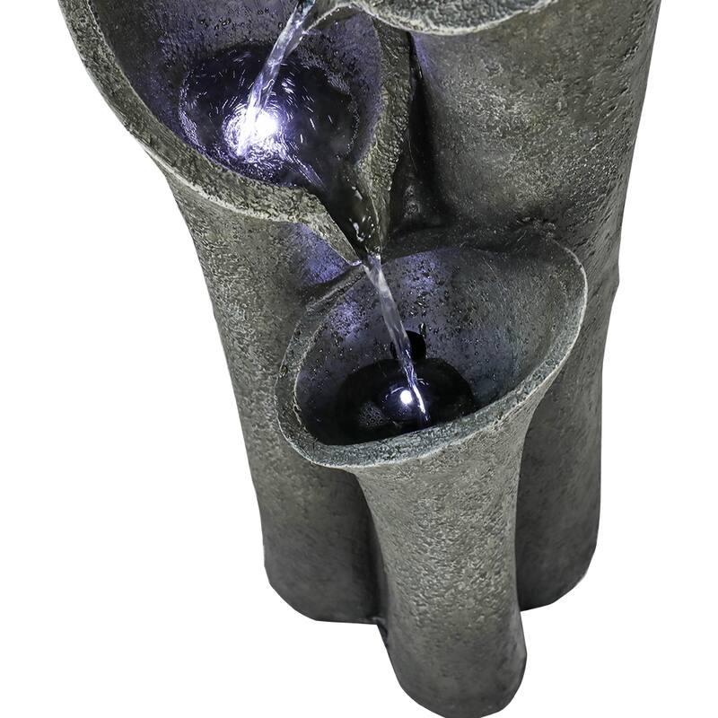 Modern Outdoor Floor Rock Water Fountain 33.5" H with LED