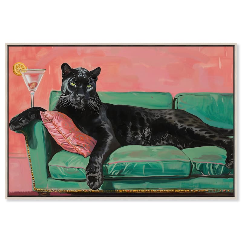 Lounging Panther Canvas by Art Remedy - Silver - 45" x 30"