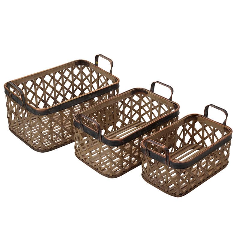 Elements Set of 3 Bamboo Crisscross Baskets, 17X9 Inch