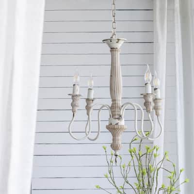 4 Light Wood Chandelier (Bulb Not Included)