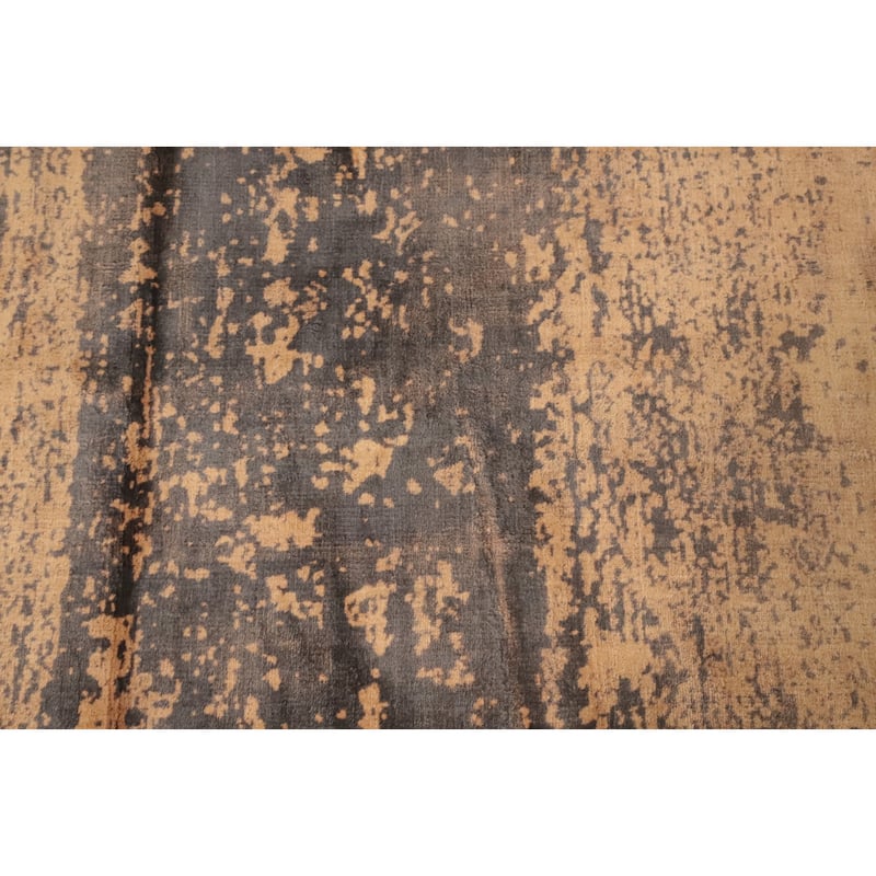 Hand Knotted Oriental Viscose Silk Carpet Modern Pictorial Brown Abstract Area Rug - 7' 5'' X 5' 5''