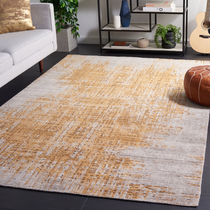 SAFAVIEH Handmade Mirage Blythe Modern Abstract Wool Rug - 9' x 12' - Grey/Gold