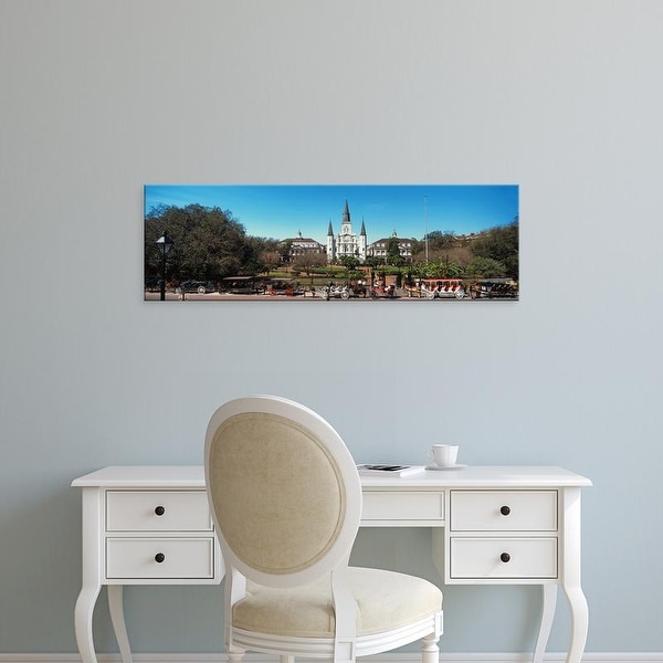 Easy Art Prints Panoramic Image 'Carriages, St. Louis Cathedral, Jackson Square, New Orleans, Louisiana' Canvas Art
