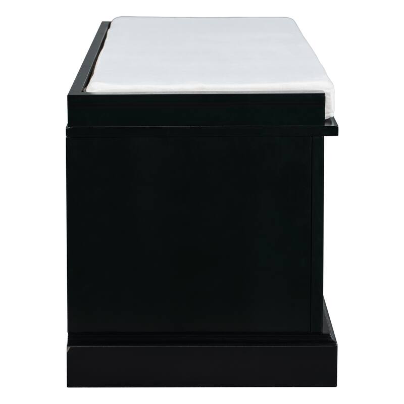 Storage Bench with 2 Drawers and 2 Cabinets, Shoe Bench with Removable Cushion for Living Room