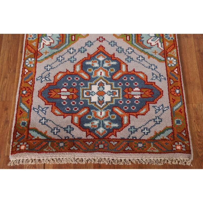 Geometric Kazak Indian Runner Rug Hallway Handmade Wool Carpet - 2'6"x 10'3"