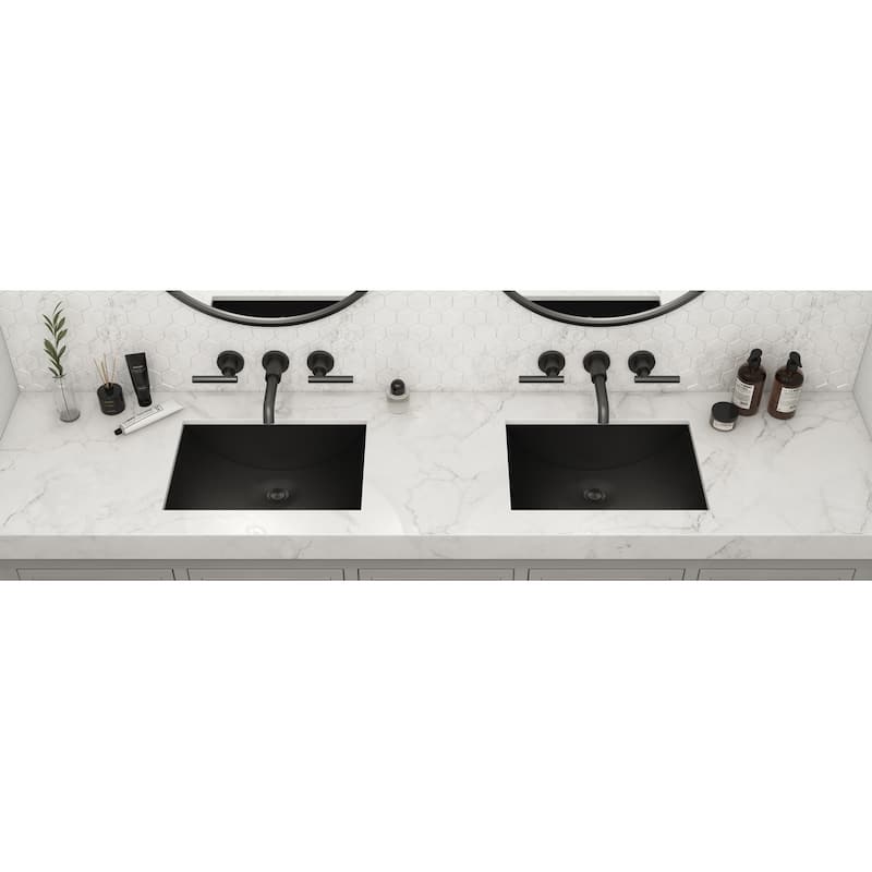 Ruvati 16 x 11 inch Gunmetal Black Undermount Bathroom Sink Stainless Steel - 18" x 13" - 18" x 13"