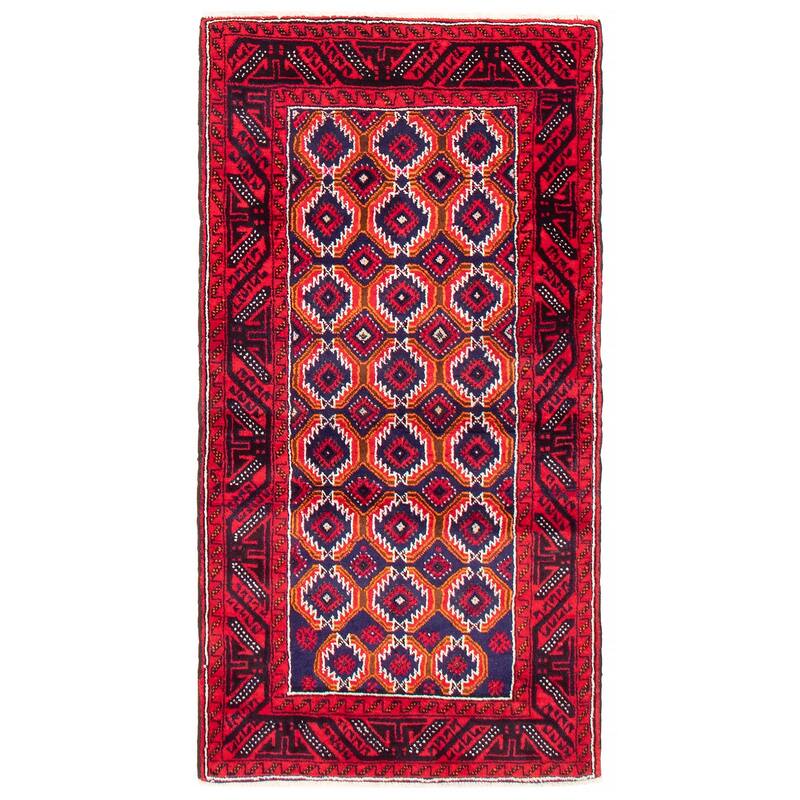 ECARPETGALLERY Hand-knotted Royal Baluch Red Wool Rug - 3'2 x 6'1 - Red - 3'2 x 6'1