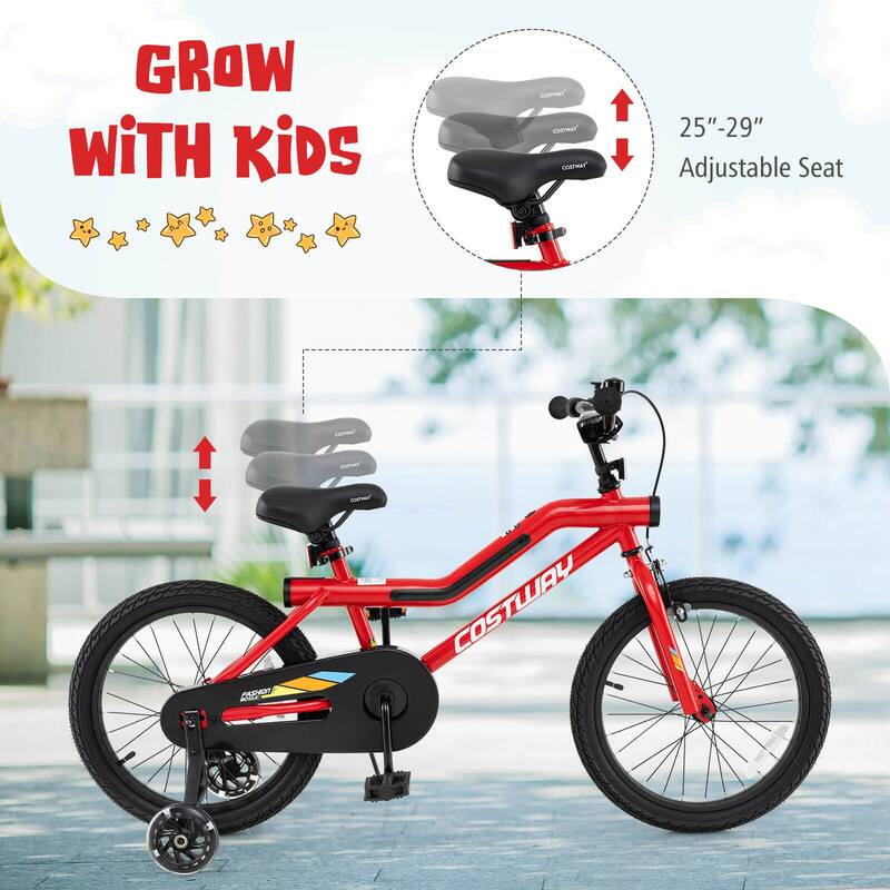 Costway 18" LED Lighted Kids Bike with Adjustable Seat Coaster Brake - See Details