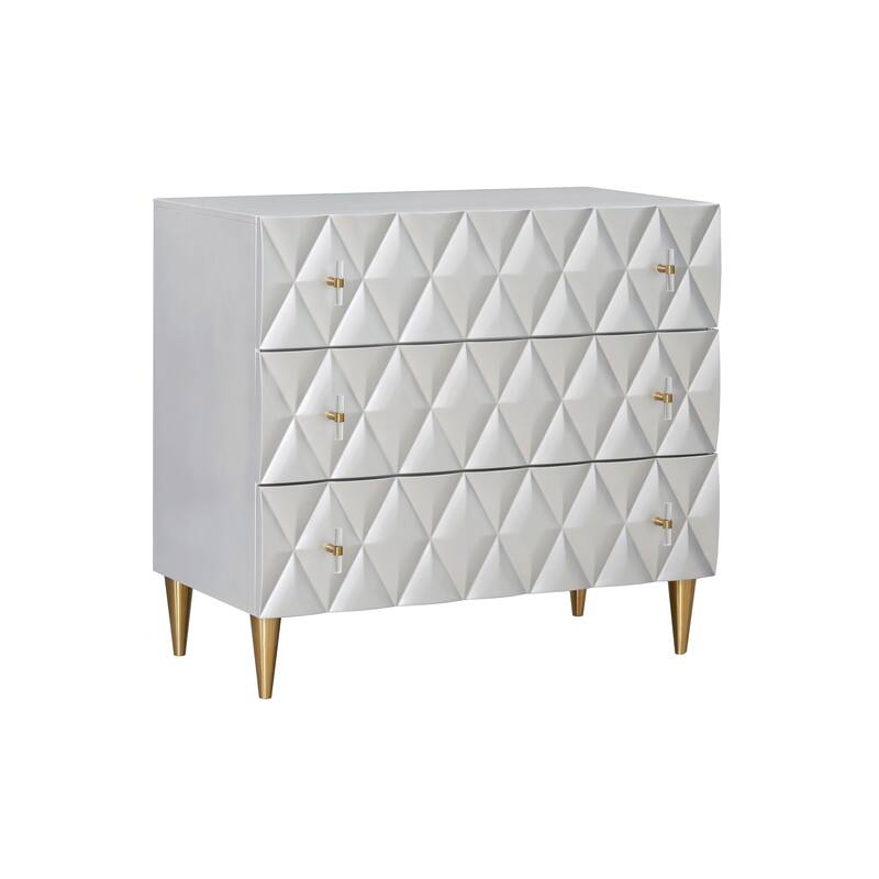 Metallic Silver and Champagne 3-Drawer Console Cabinet