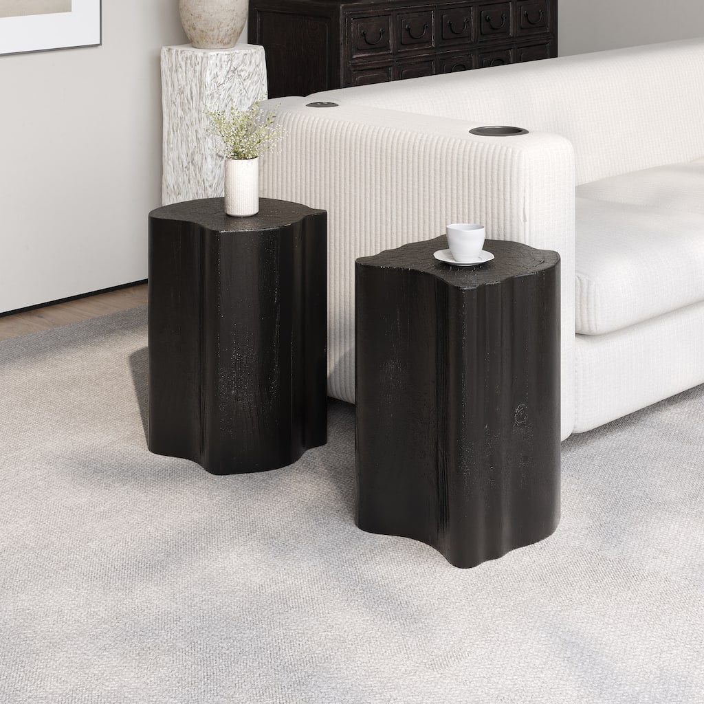 2-in-1 Irregular MGO End Table, Split Design, Small Space Friendly,Indoor Outdoor Use