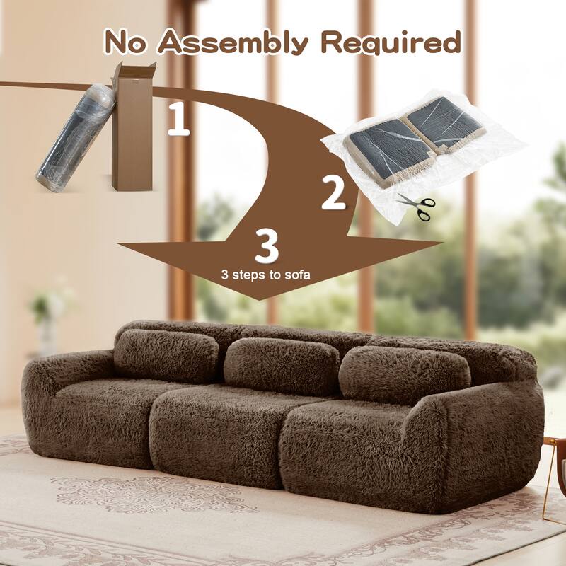 114''Soft and Fluffy Plush Fabric,Modular Sectional Sofa Couches