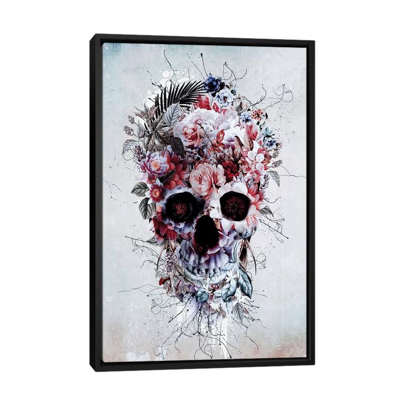 iCanvas "Floral Skull RPE" by Riza Peker Framed Canvas Print - Black - 48x32