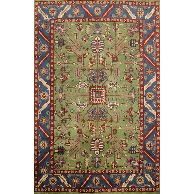 Hand Knotted Oriental 100% Wool Carpet Transitional All-Over Green Oushak Area Rug - 11' 9'' X 8' 11''