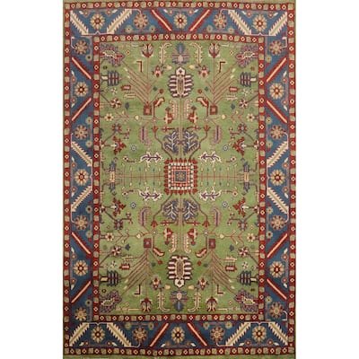 Hand Knotted Oriental 100% Wool Carpet Transitional All-Over Green Oushak Area Rug - 11' 9'' X 8' 11''