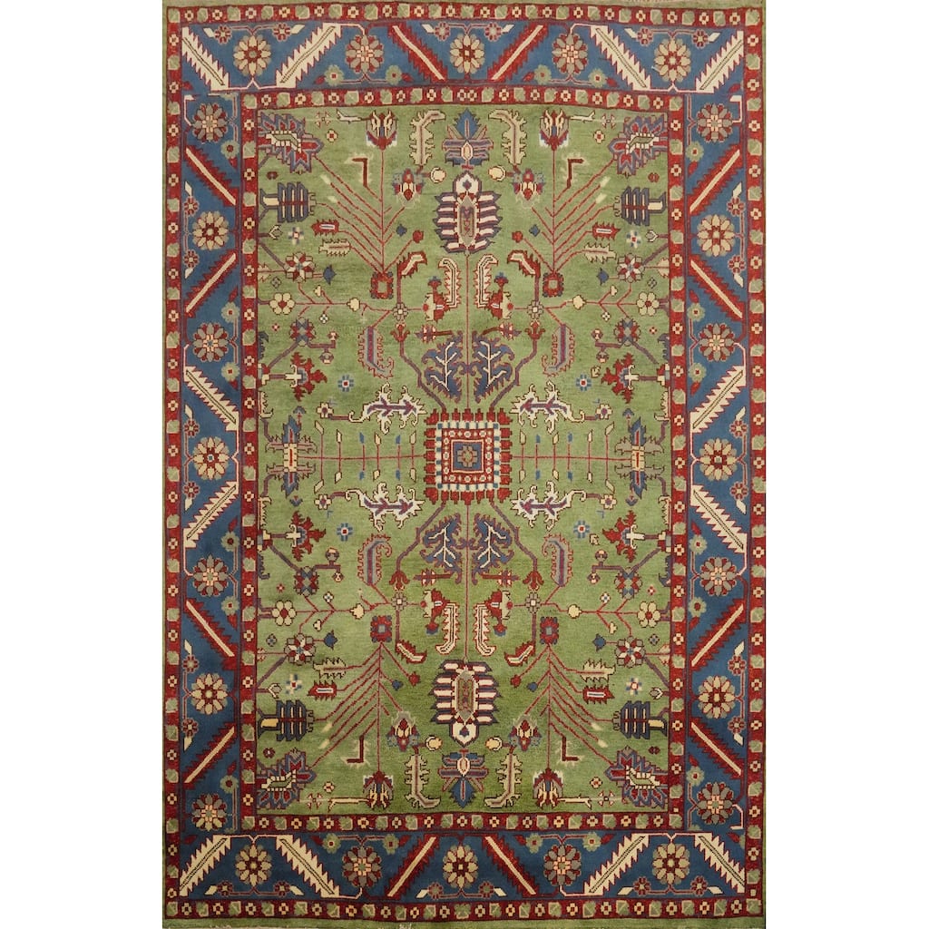 Hand Knotted Oriental 100% Wool Carpet Transitional All-Over Green Oushak Area Rug - 11' 9'' X 8' 11''