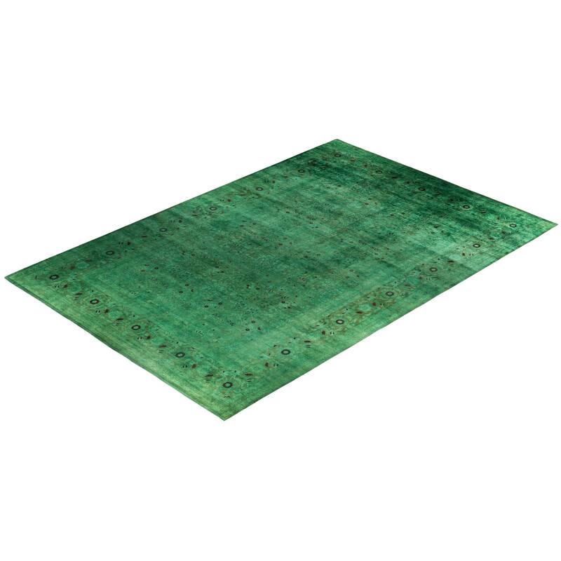 Overdyed One-of-a-Kind Hand-Knotted Area Rug - Green - 12' 1" x 17' 10"
