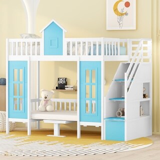 Twin over Twin Bunk Bed with Changeable Table