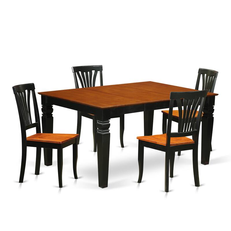 East West Furniture 5 Piece Dining Table Set- a Kitchen Table and 4 Chairs, Black & Cherry(Seat Type Options)