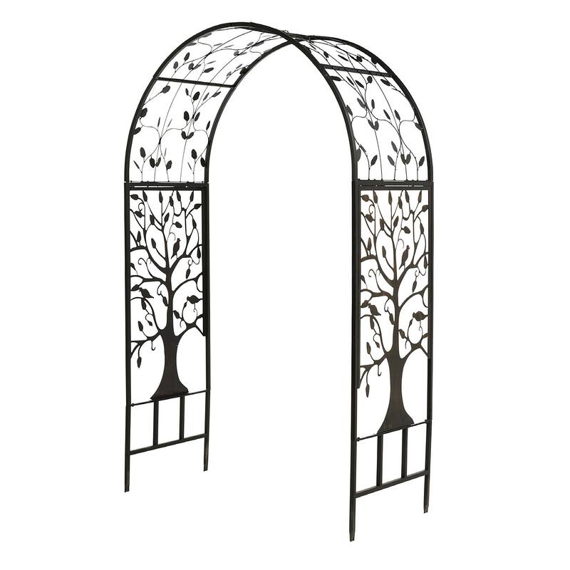 83" x 53" Metal Arched Garden Arbor with Tree of Life Design