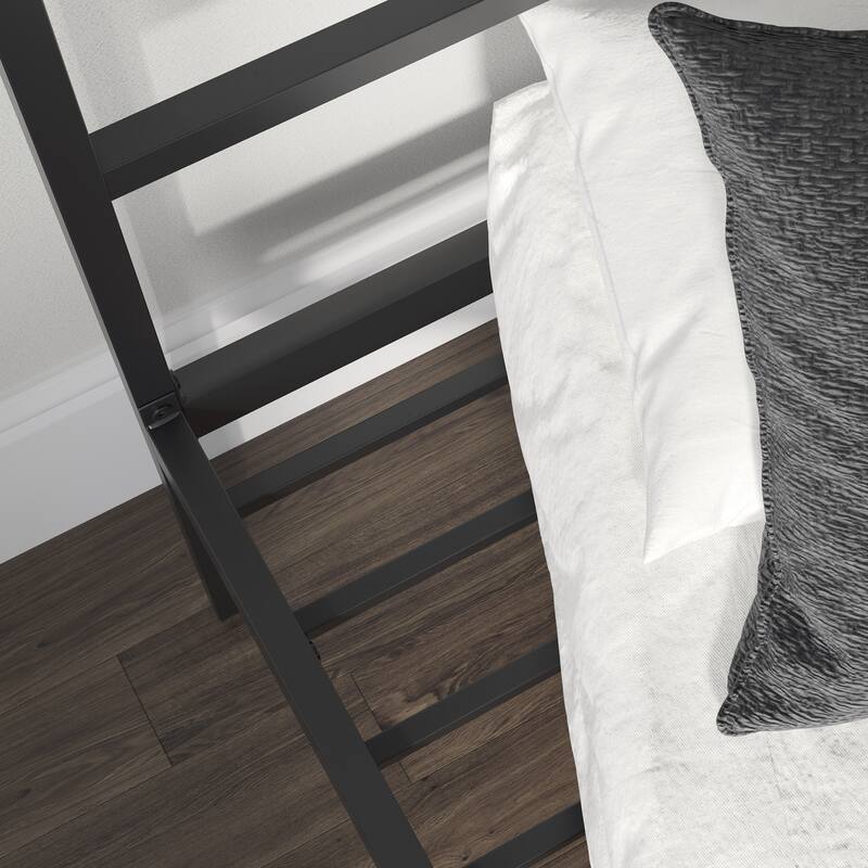 Sleek Black Twin Platform Bed with Headboard and Storage