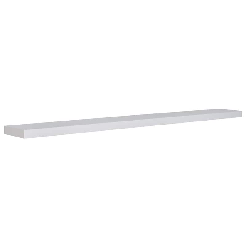 HomeRoots 75" White Wooden Wall Mounted Floating Shelf