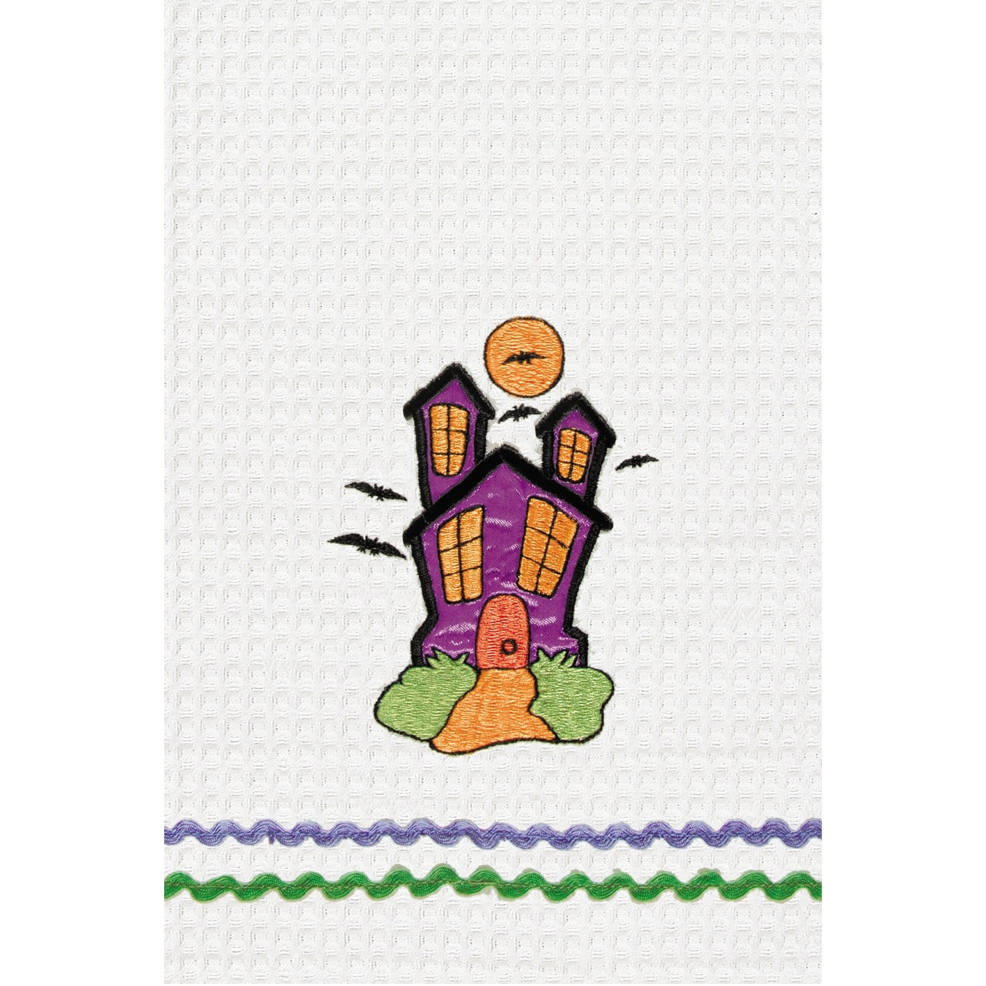 Haunted House Halloween Waffle Weave Cotton Kitchen Towel