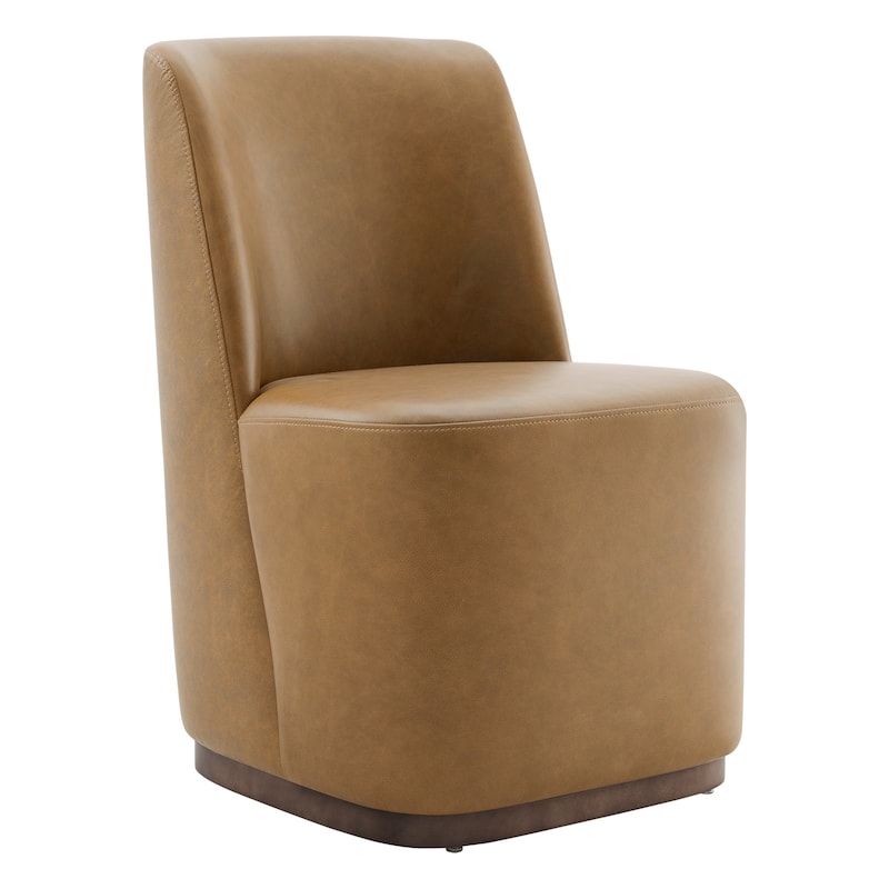 Brian Modern Dining Chairs with Casters&Wood Base Set of 2