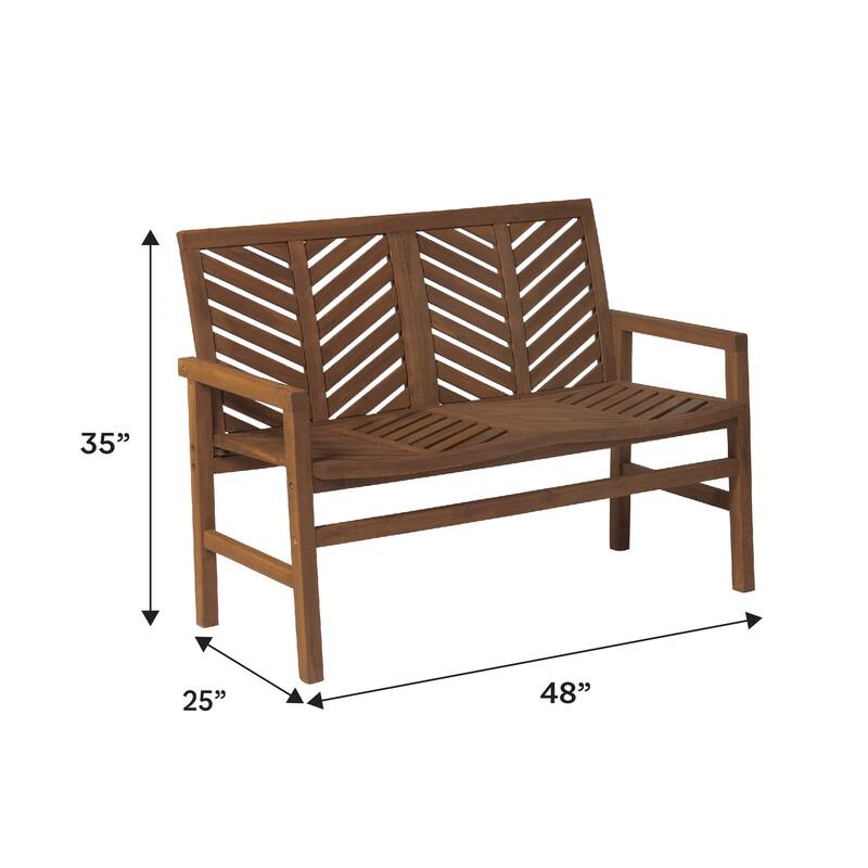 Walker Edison Acacia Wood Outdoor Chevron Love Seat