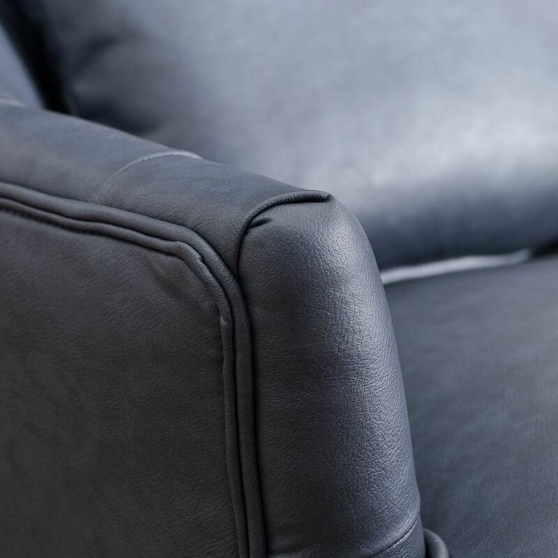 KINWELL Upholstered Tufted Faux Leather Wingback Chair PU Accent Chair
