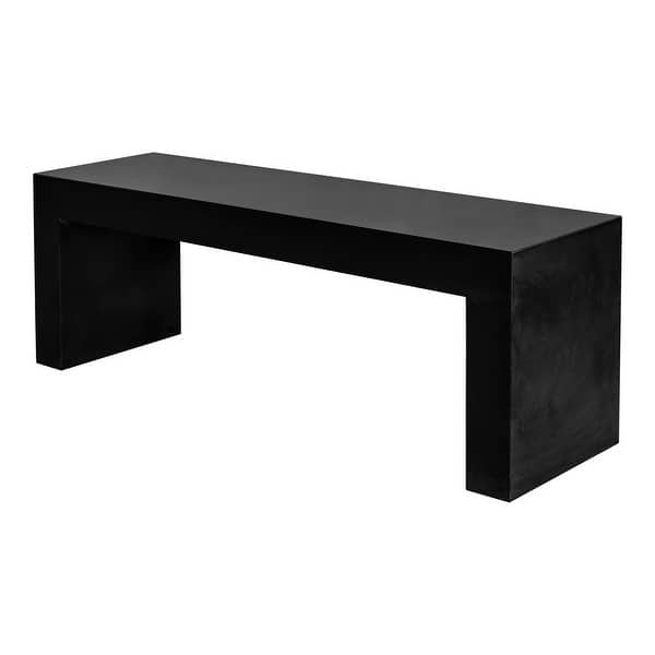 slide 1 of 4, Aurelle Home Modern Black Concrete Bench