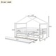 preview thumbnail 13 of 78, Pine Wood House Platform Bed with Trundle and Headboards, Creativity House Shape, Sturdy Construction