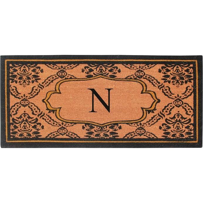 A1HC Uriel Treated Coir Monogrammed Entry Double Door Mat 30"x 60" - N
