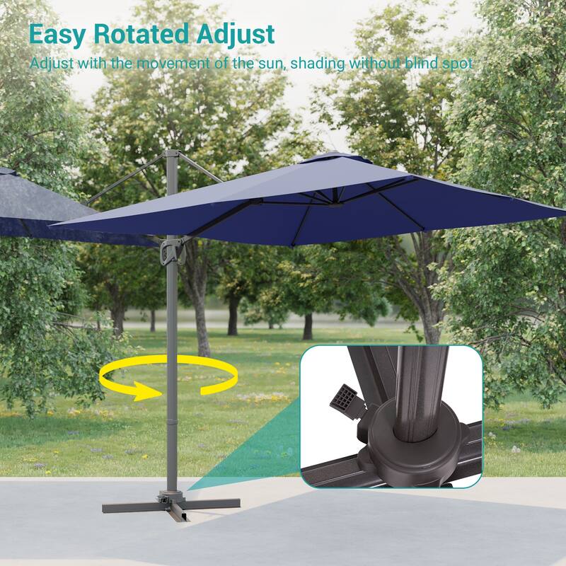 BONOSUKI 10x8FT Cantilever Patio Umbrella, Ultimate Outdoor Comfort with 360° Rotation and Canopy Angle Adjustment