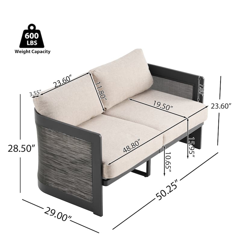 Christopher Knight Home - Aluminum 4-Piece Outdoor Conversation Seating Set with Mesh Panels and Olefin Cushions (No table)