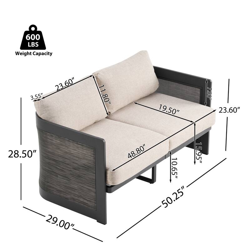 Christopher Knight Home - Modern Aluminum 3-Piece Outdoor Conversation Set with Mesh Panels and Olefin Cushions (No Table)