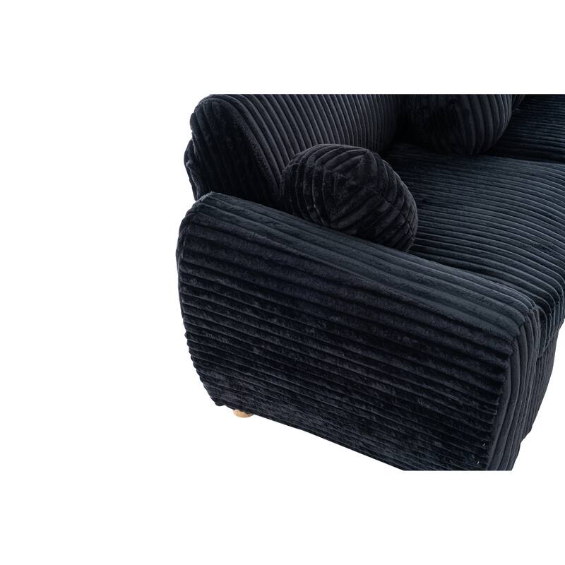 84.4" Corduroy 3-Seater Sofa with Solid Wood Frame, Comfortable Cushions
