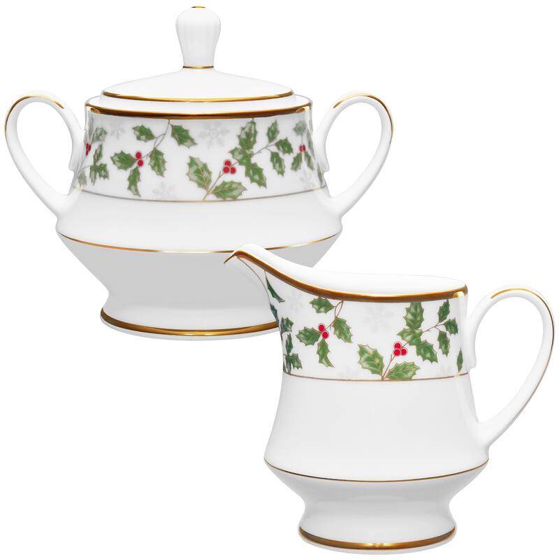 Noritake Holly & Berry Gold Sugar & Creamer Set