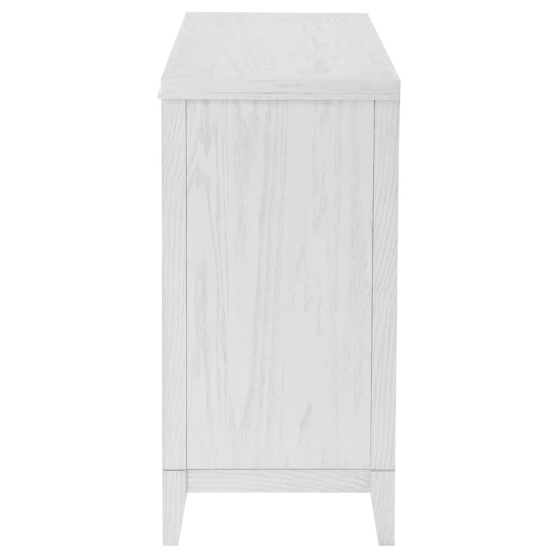 Leva Wide Dresser, Classic Distressed White Acacia Wood, 6 Drawers