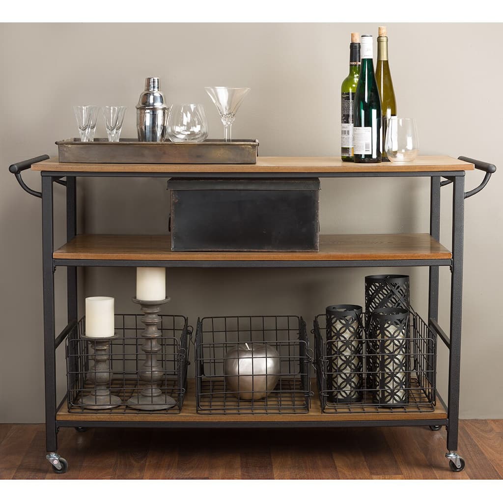 Carbon Loft Leslie Metal and Wood Rustic Kitchen Cart