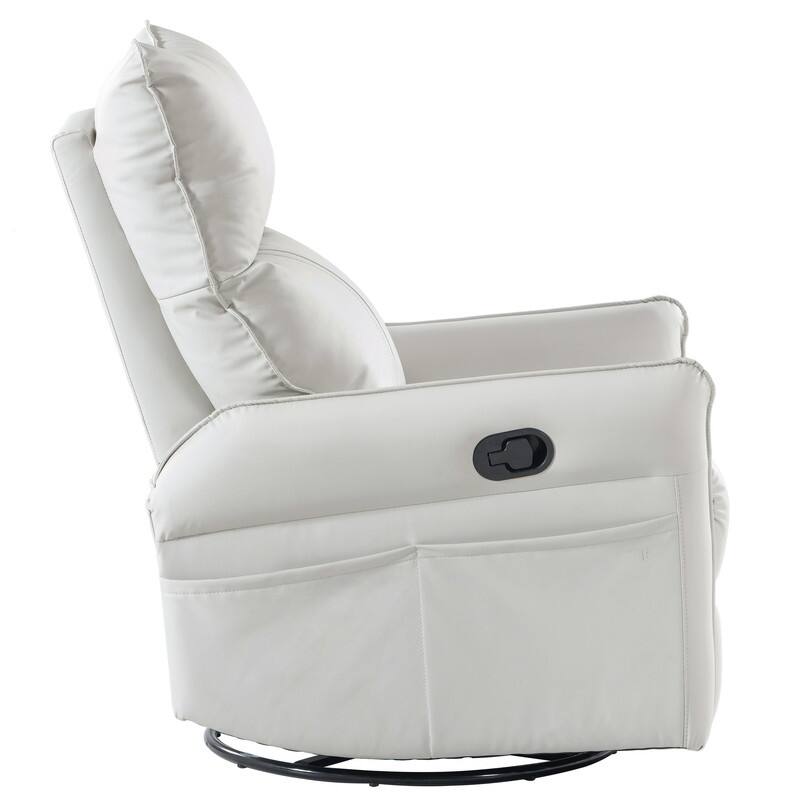 Modern PU Leather Swivel Rocking Recliner Chair with Side Pockets
