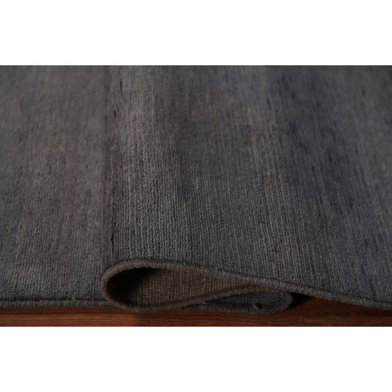 Blue & Gray Modern Gabbeh Runner Rug Handmade Wool Carpet - 2'10" x 9'7"